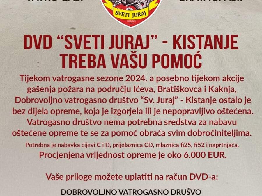Pomozite DVD-u Kistanje u obnovi opreme
